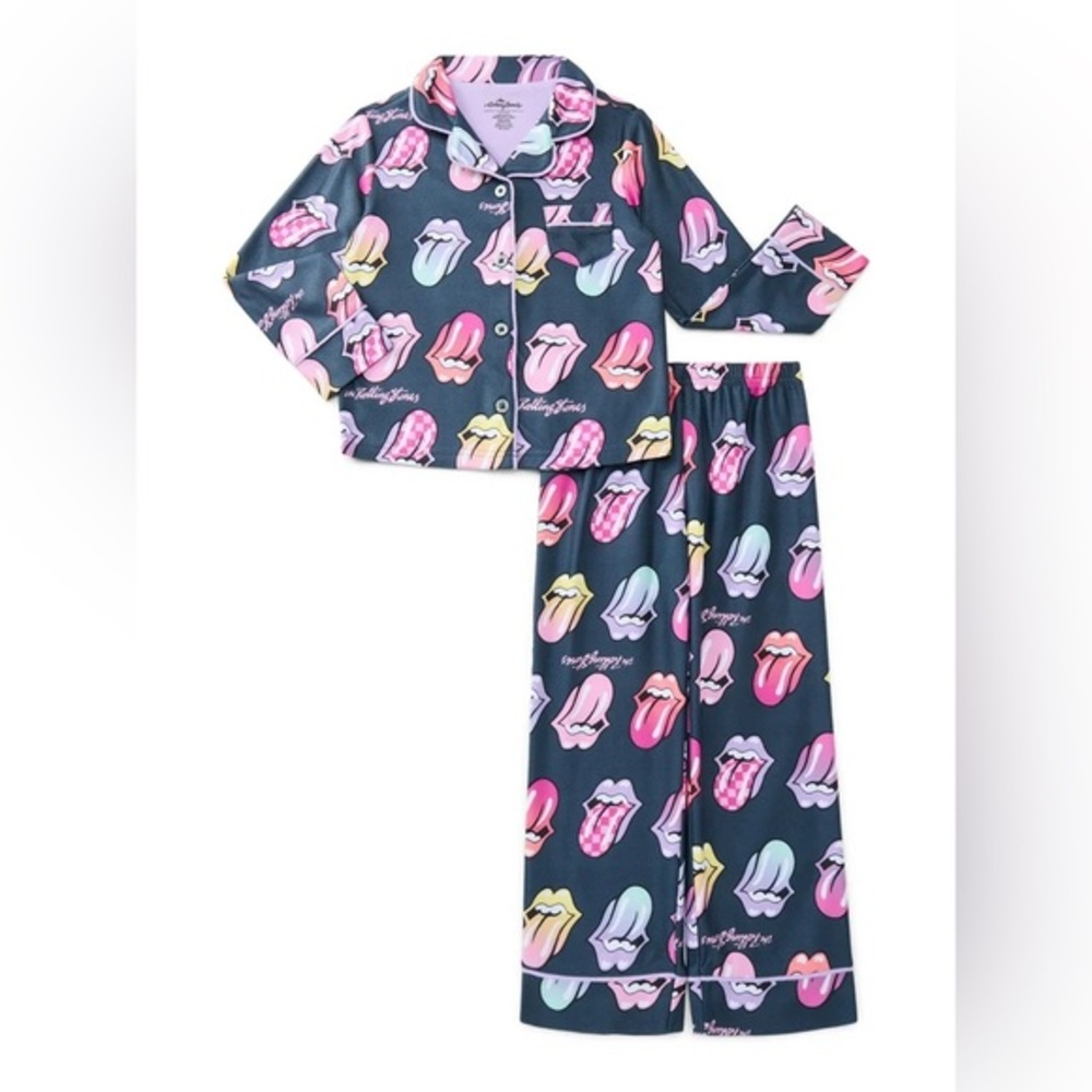 The Rolling Stones nwt size small ( 6 / 6x ) Girls Pajama Set 2-Piece Multicolor